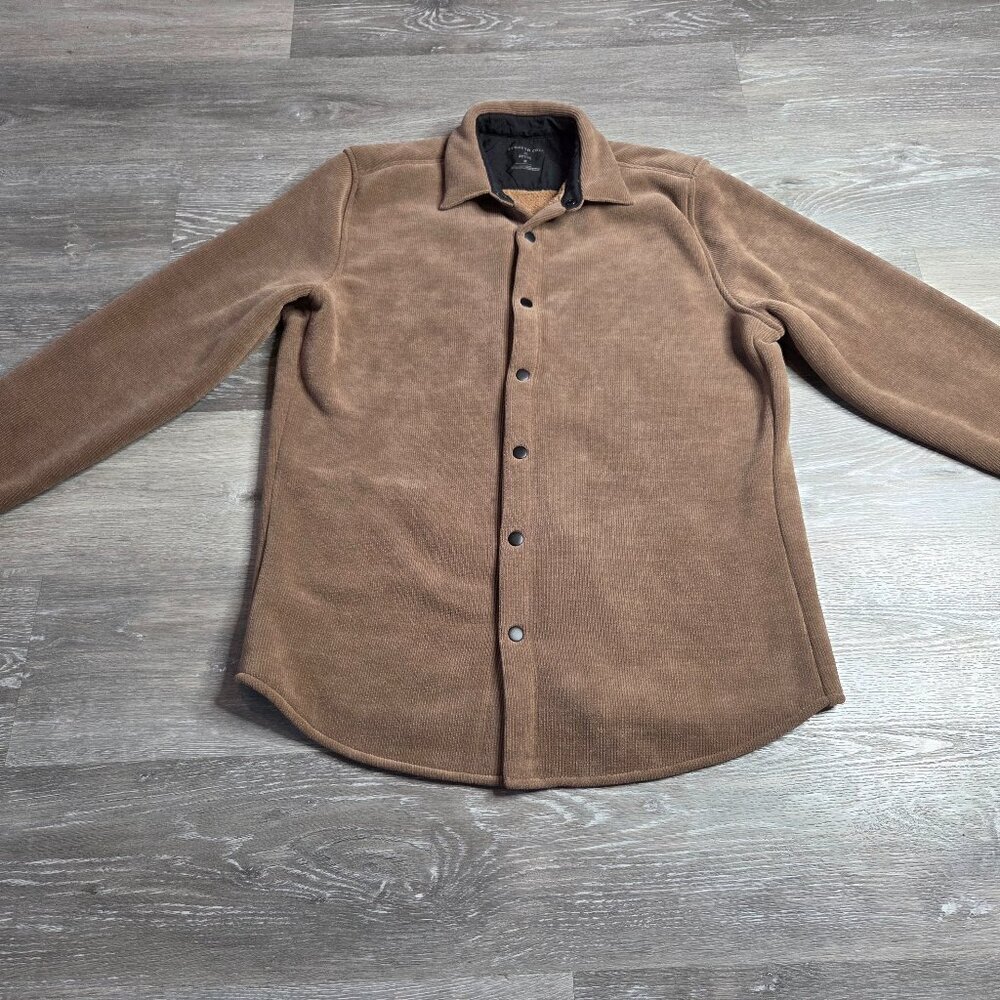 Kenneth Cole Men's Suede Snap-Front Jacket Khaki - Medium - Perfect for Winter